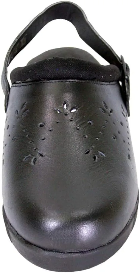 24 Hour Comfort Libby Women's Wide Width Cut Designed Upper Leather Slingback Clogs