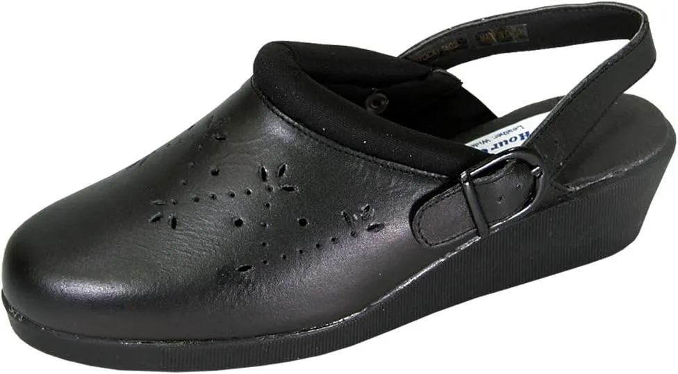24 Hour Comfort Libby Women's Wide Width Cut Designed Upper Leather Slingback Clogs