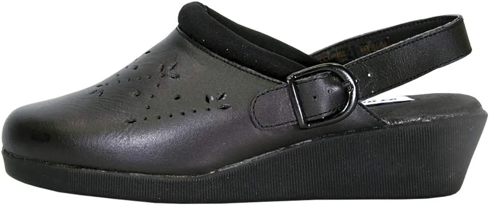 24 Hour Comfort Libby Women's Wide Width Cut Designed Upper Leather Slingback Clogs