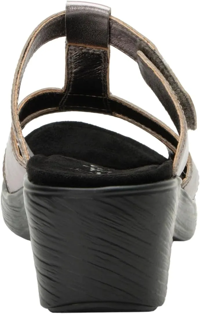 Alegria Womens Shantal Leather Wedge Sandal - Stylish and Versatile Open Back Heel for Endless Support - Enhanced Arch Slip Resistant Platform Heel For Professionals