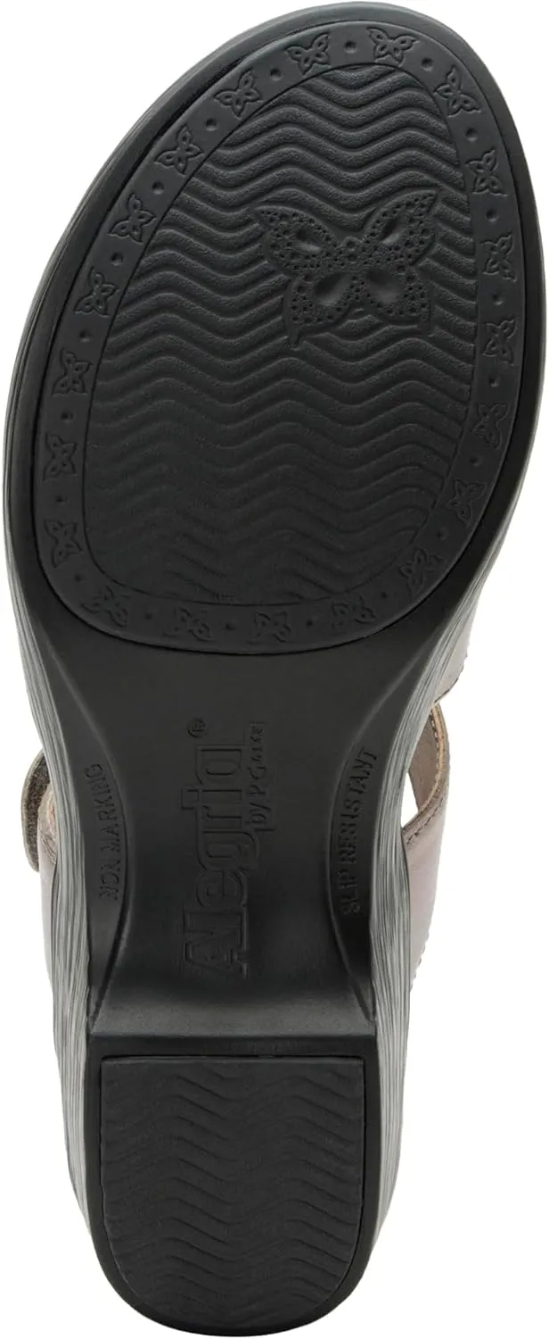 Alegria Womens Shantal Leather Wedge Sandal - Stylish and Versatile Open Back Heel for Endless Support - Enhanced Arch Slip Resistant Platform Heel For Professionals