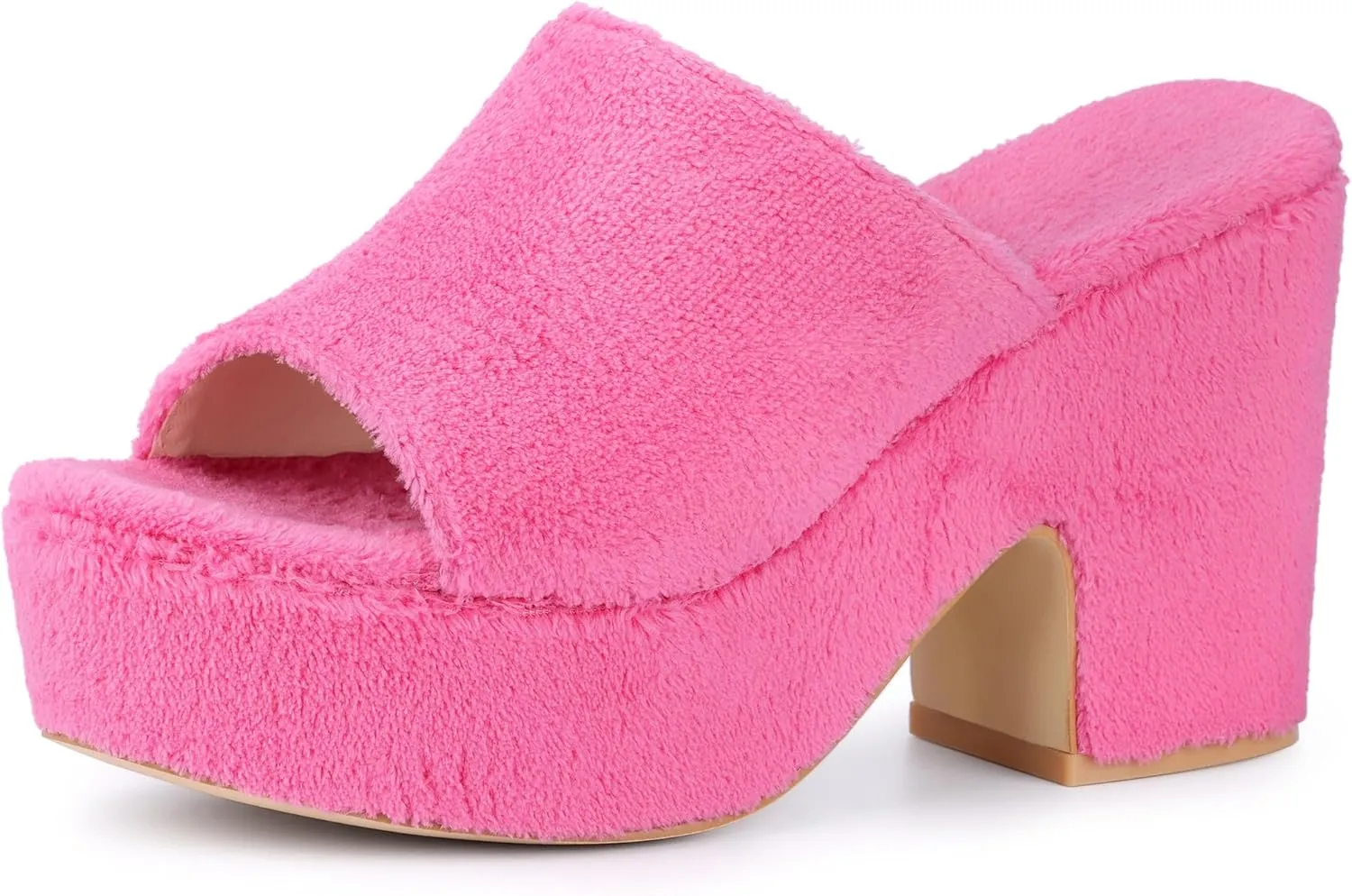 Allegra K Women's Open Toe Platform Slides Chunky Heels Sandals