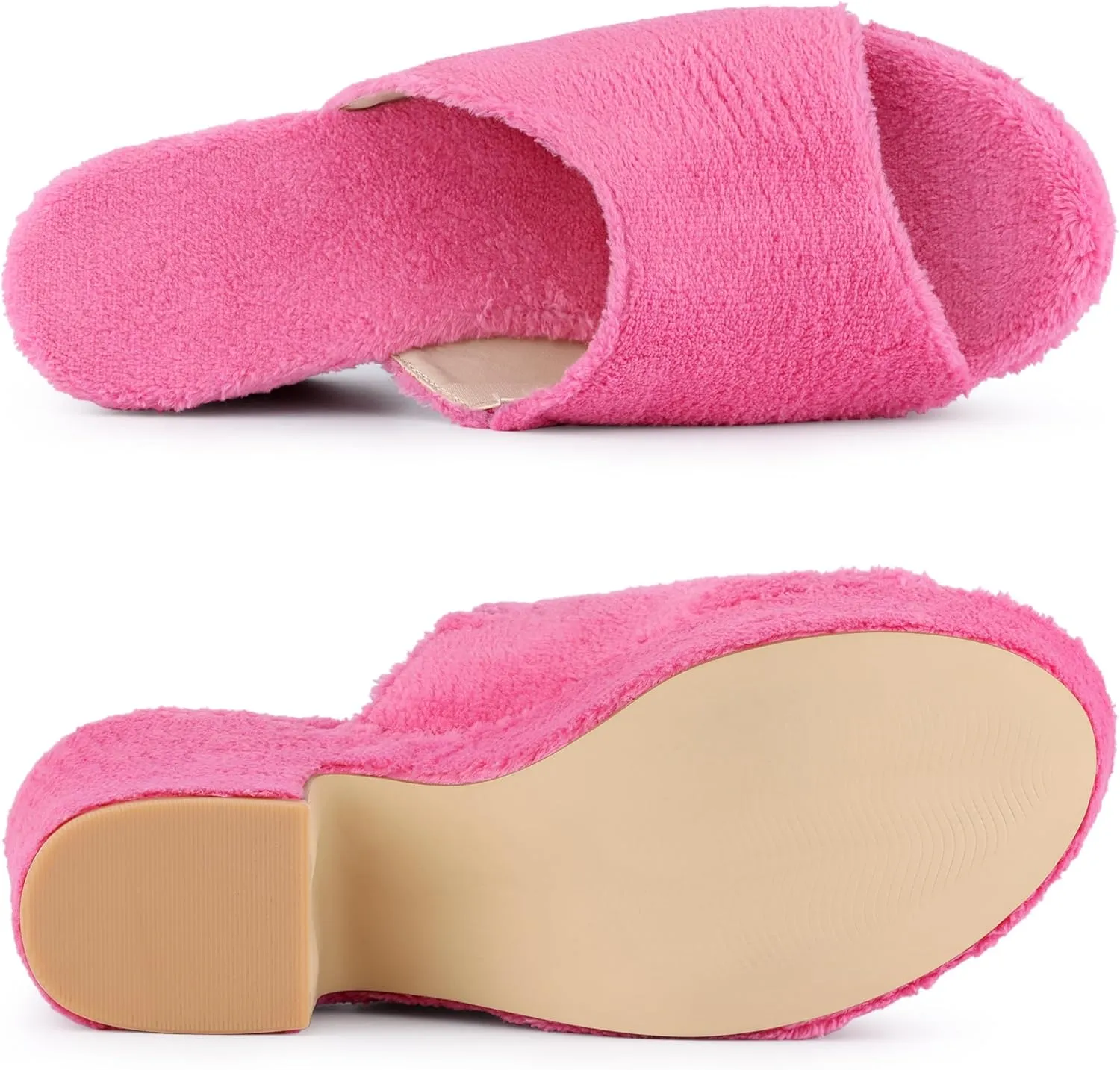 Allegra K Women's Open Toe Platform Slides Chunky Heels Sandals