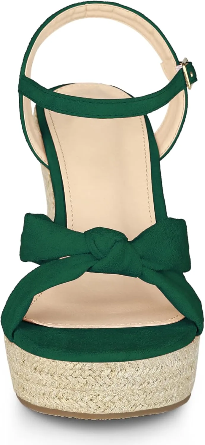 Allegra K Women's Platform Slingback Espadrille Wedge Heel Sandals