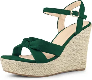 Allegra K Women's Platform Slingback Espadrille Wedge Heel Sandals