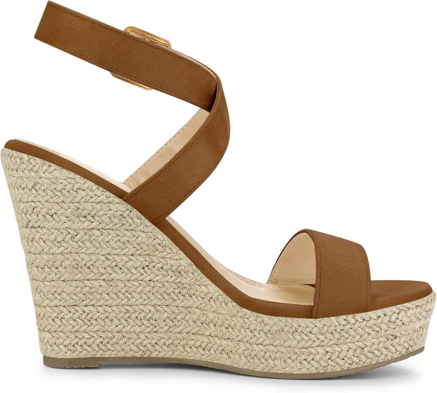 Allegra K Women's Slingback Crisscross Espadrille Wedges Heel Sandals