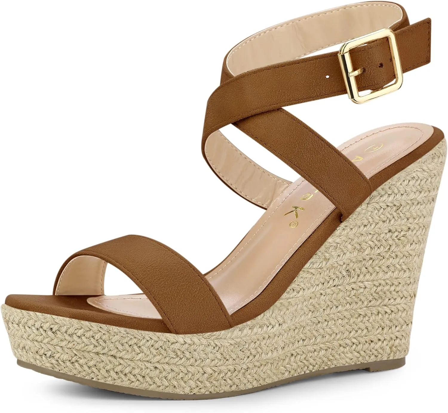 Allegra K Women's Slingback Crisscross Espadrille Wedges Heel Sandals