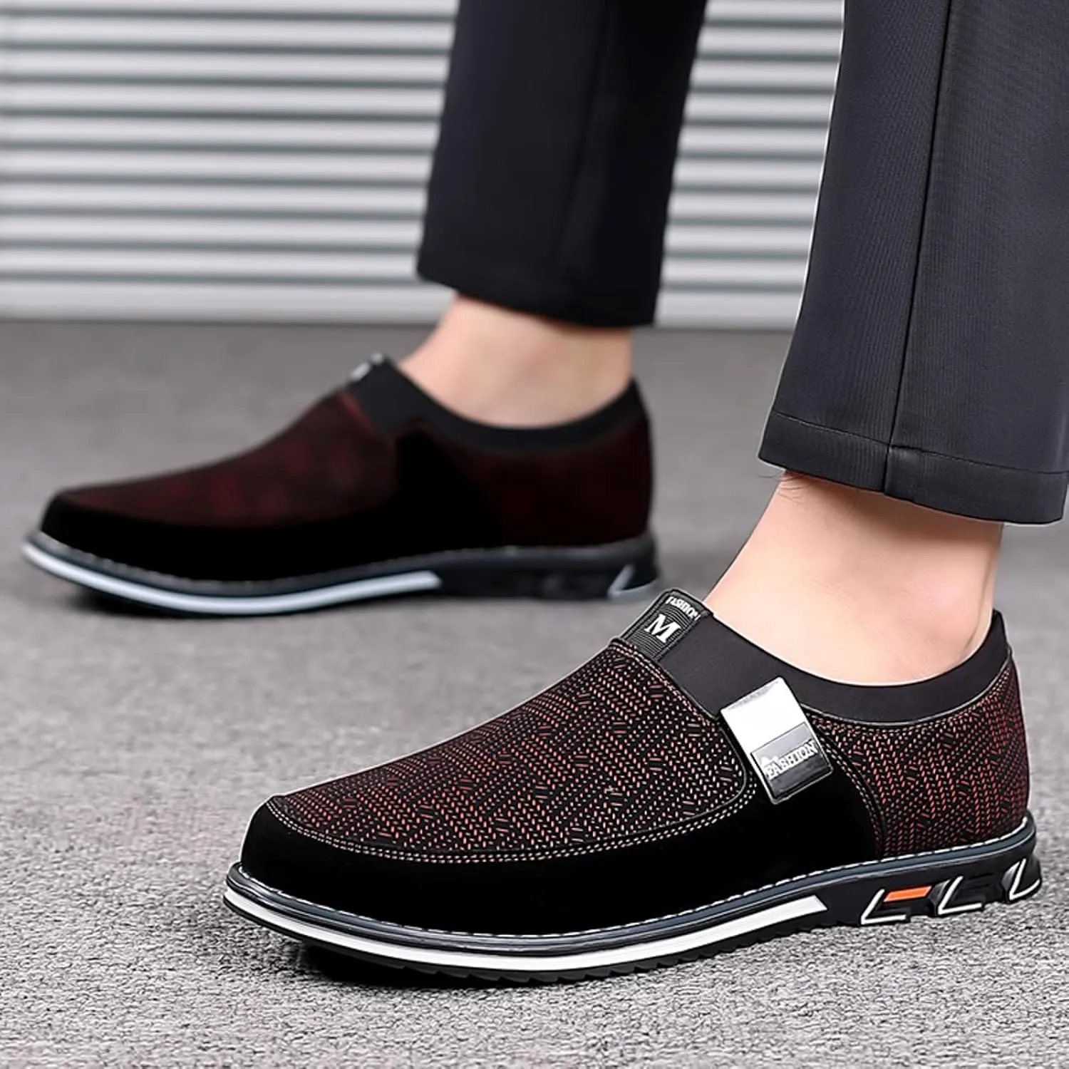 Black Dress Shoes Men Loafers Men Leather Shoes Fashionable and Casual Style New Flat Bottomed Soft Sole Slip On Comfortable Slip On Large Size Brown Oxfords Shoes Men Size 14