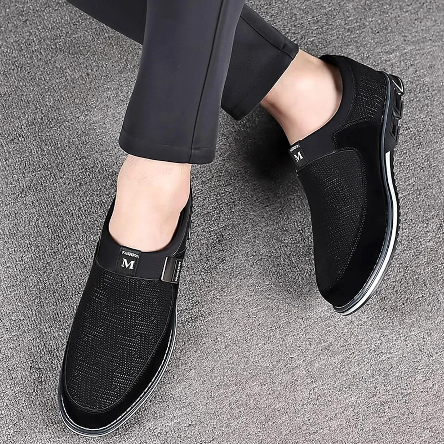 Black Dress Shoes Men Loafers Men Leather Shoes Fashionable and Casual Style New Flat Bottomed Soft Sole Slip On Comfortable Slip On Large Size Brown Oxfords Shoes Men Size 14