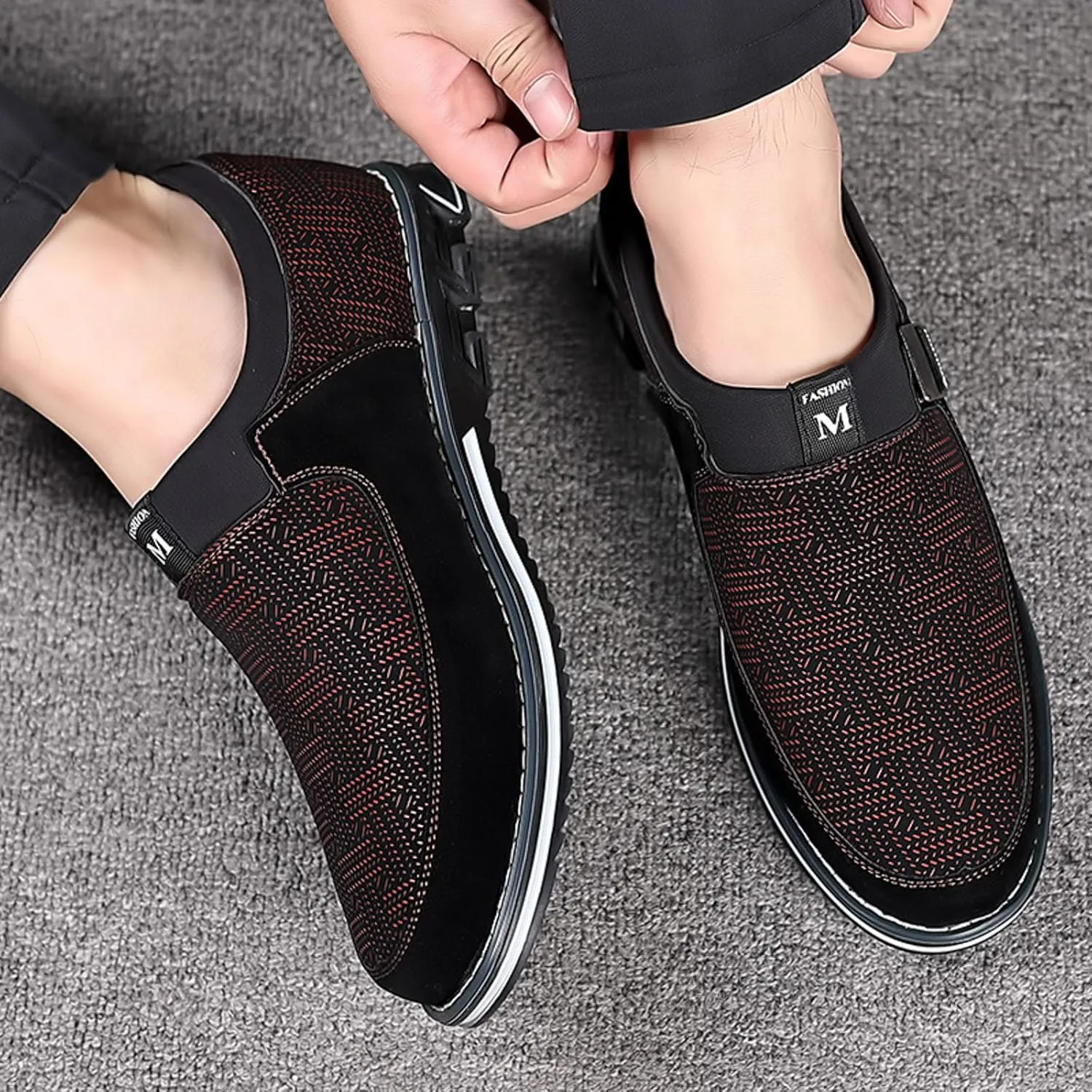 Black Dress Shoes Men Loafers Men Leather Shoes Fashionable and Casual Style New Flat Bottomed Soft Sole Slip On Comfortable Slip On Large Size Brown Oxfords Shoes Men Size 14