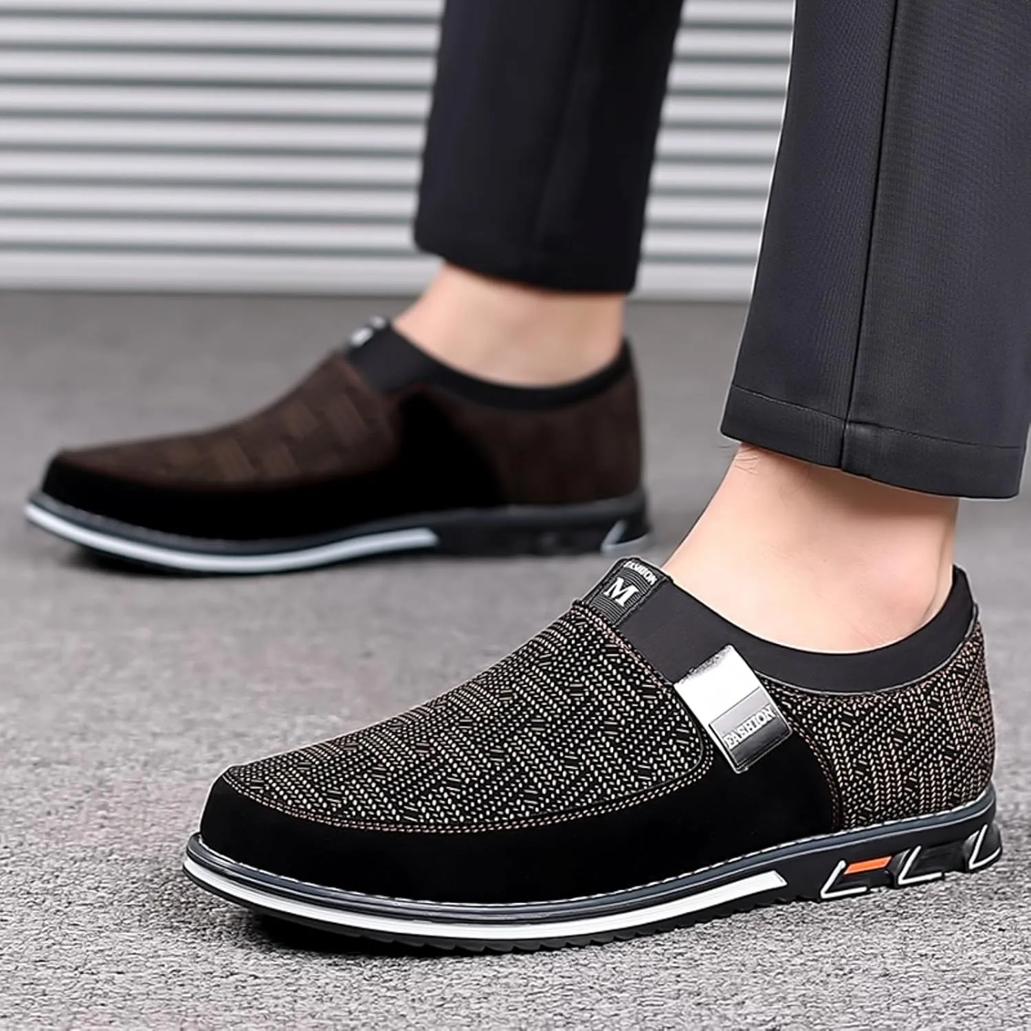 Black Dress Shoes Men Loafers Men Leather Shoes Fashionable and Casual Style New Flat Bottomed Soft Sole Slip On Comfortable Slip On Large Size Brown Oxfords Shoes Men Size 14
