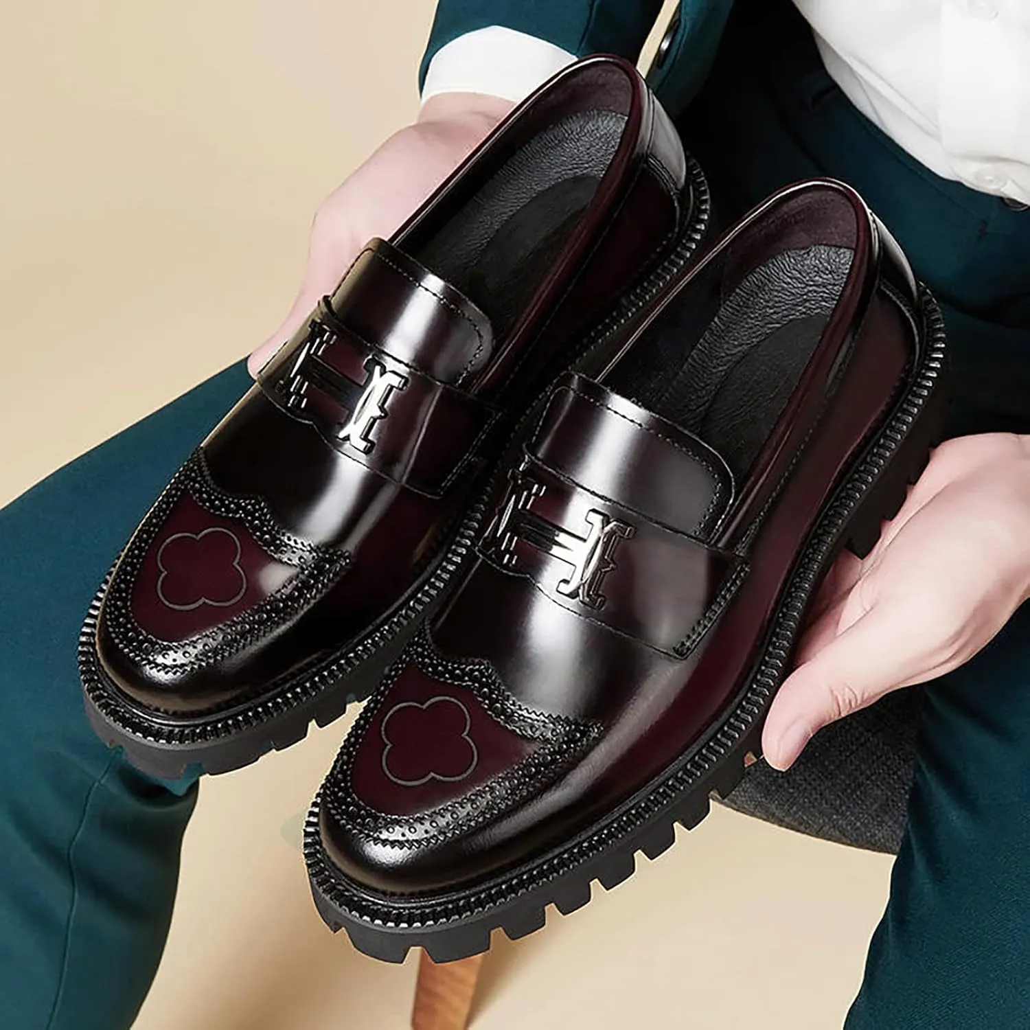 Blue Dress Shoes Men 14 Foreign Trade Men's Embossed Double Side Zipper Europe and The United States Ankle Boots Men's Boots Leather Shoes Mens Business Shoes Comfort