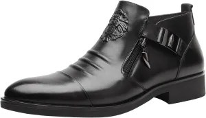 Blue Dress Shoes Men 14 Foreign Trade Men's Embossed Double Side Zipper Europe and The United States Ankle Boots Men's Boots Leather Shoes Mens Business Shoes Comfort