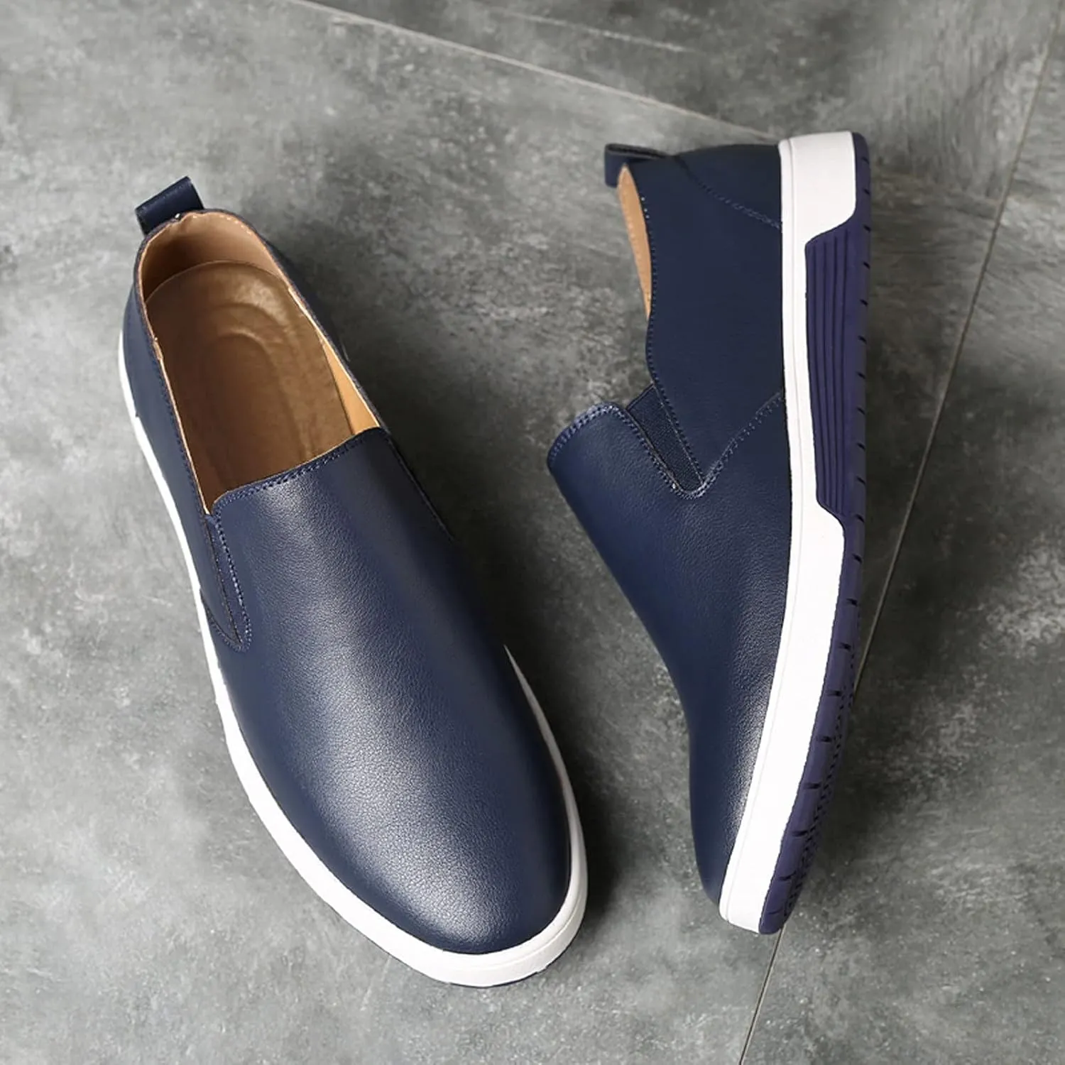 Business Casual Shoes Men 14 Wide Leisure Slip On Breathable Wear Men's Business Style Leather Shoes Solid Formal Color Men's Leather Shoes Mens Dress Shoes Loafers Slip-Ons Casual Black