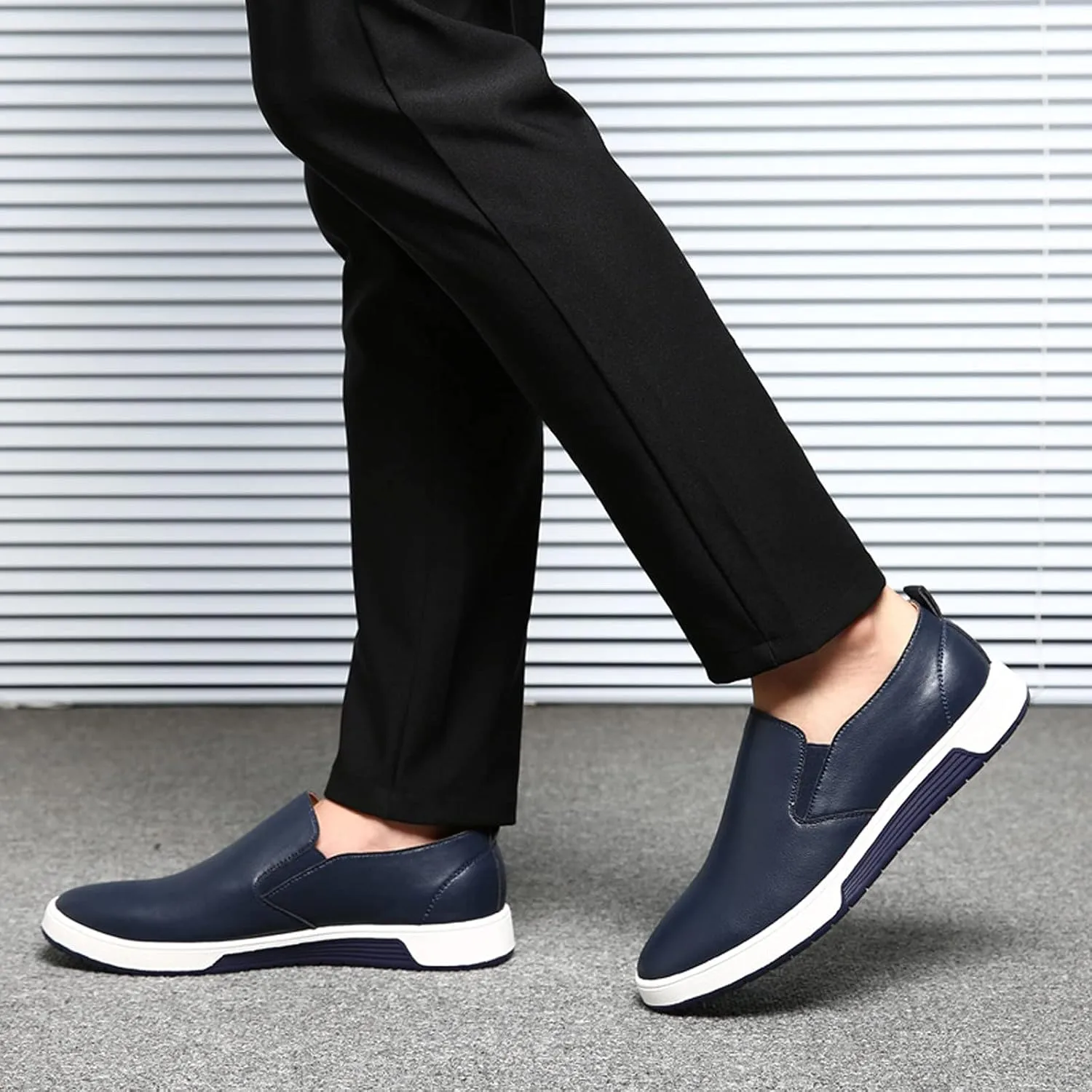 Business Casual Shoes Men 14 Wide Leisure Slip On Breathable Wear Men's Business Style Leather Shoes Solid Formal Color Men's Leather Shoes Mens Dress Shoes Loafers Slip-Ons Casual Black