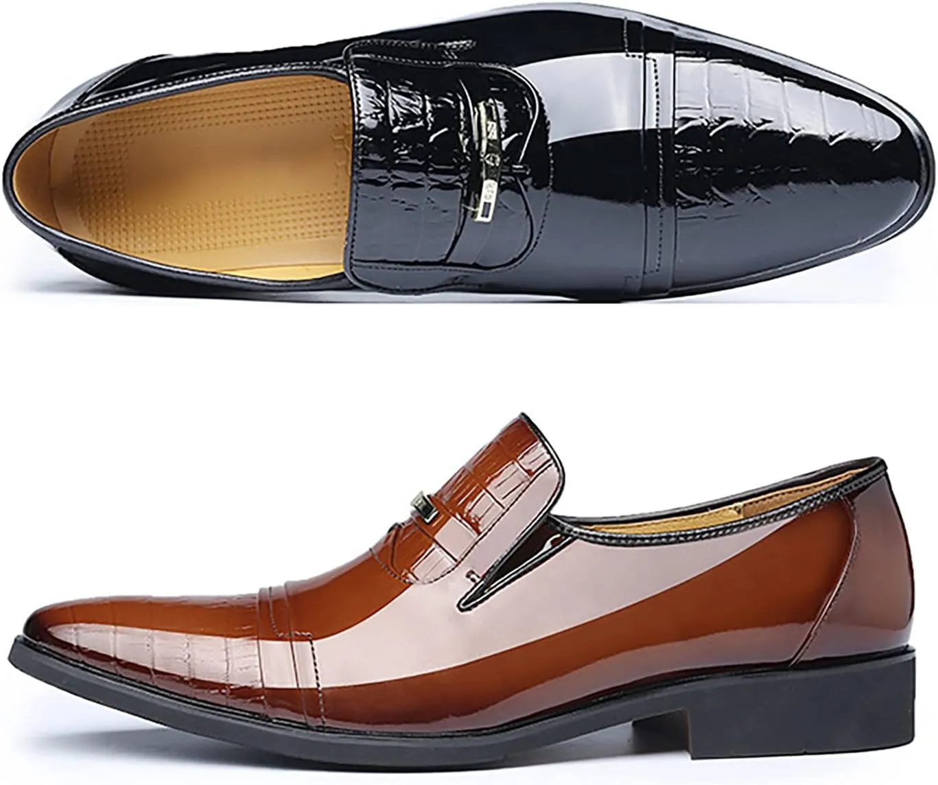 Casual Dress Shoes for Men Size 14 New Men's Lacquered Leather Upper British Splicing Mens Extra Wide Dress Shoes