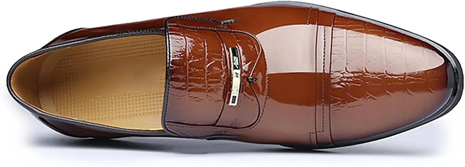 Casual Dress Shoes for Men Size 14 New Men's Lacquered Leather Upper British Splicing Mens Extra Wide Dress Shoes