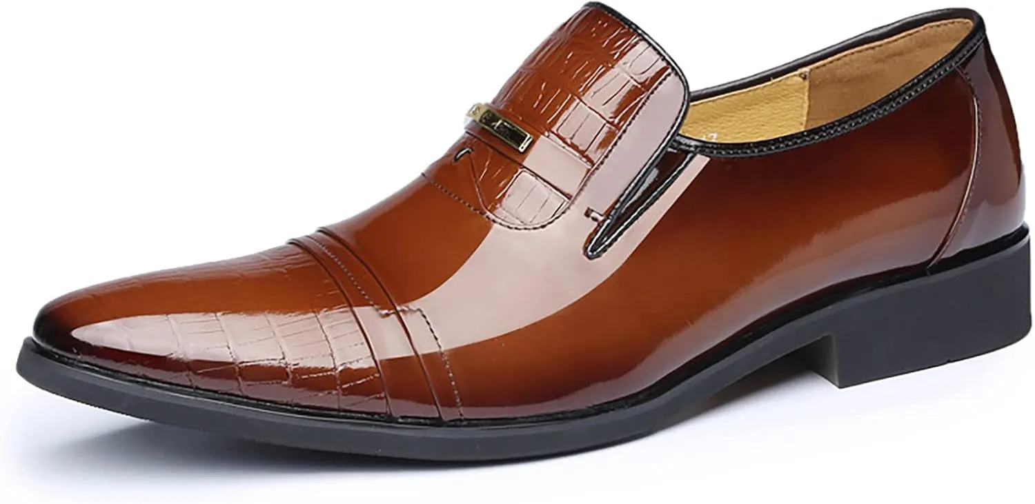 Casual Dress Shoes for Men Size 14 New Men's Lacquered Leather Upper British Splicing Mens Extra Wide Dress Shoes