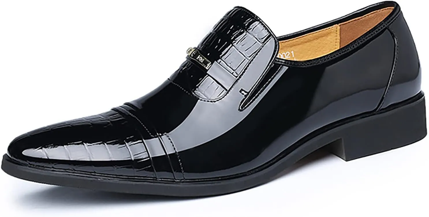 Casual Dress Shoes for Men Size 14 New Men's Lacquered Leather Upper British Splicing Mens Extra Wide Dress Shoes