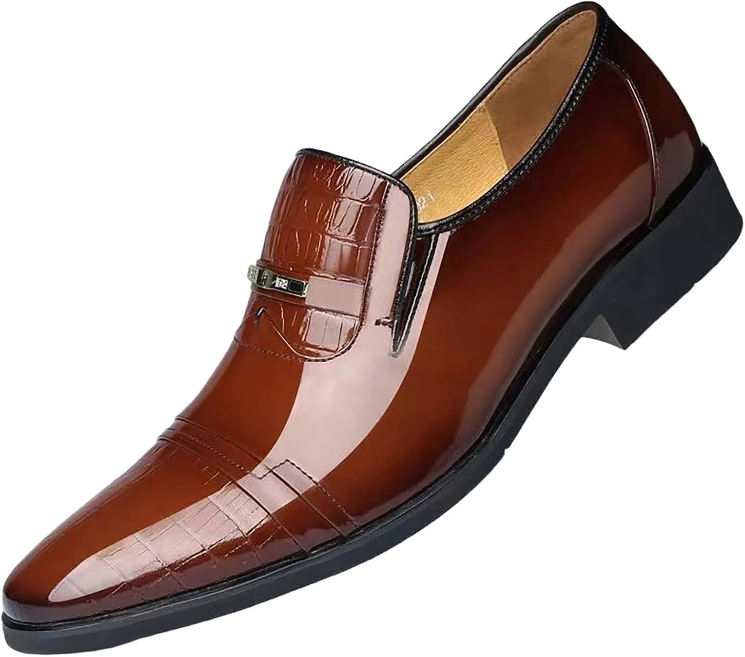 Casual Dress Shoes for Men Size 14 New Men's Lacquered Leather Upper British Splicing Mens Extra Wide Dress Shoes