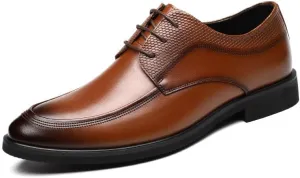 Classic Men's Leather Dress Shoes Men Casual Wedding Faux Patent Derby Shoes Business Derby Shoes(Brown,11)