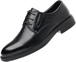 Classic Men's Leather Dress Shoes Mens Breathable Business Lace Up Oxford Shoes Non-Slip Softsole Walking Derby Shoes for Men