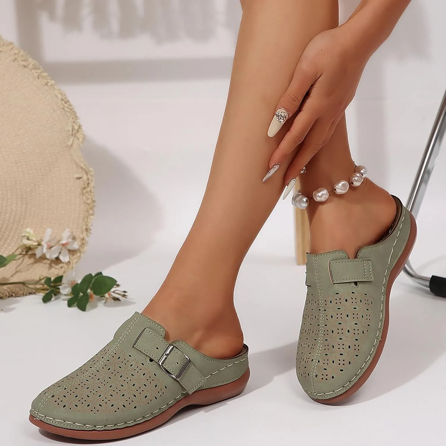 Clogs for Women Mules Summer Comfortable Orthopedic Arch Support Sandals Breathable Closed Toe Slippers Lightweight Outdoor Beach Shoes