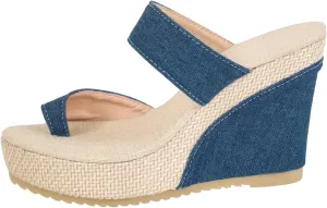 Comfortable Slip on Wedge Slide Sandals for Women Casual Elastic Ankle Strap Platform Sandal Barefoot Sandals