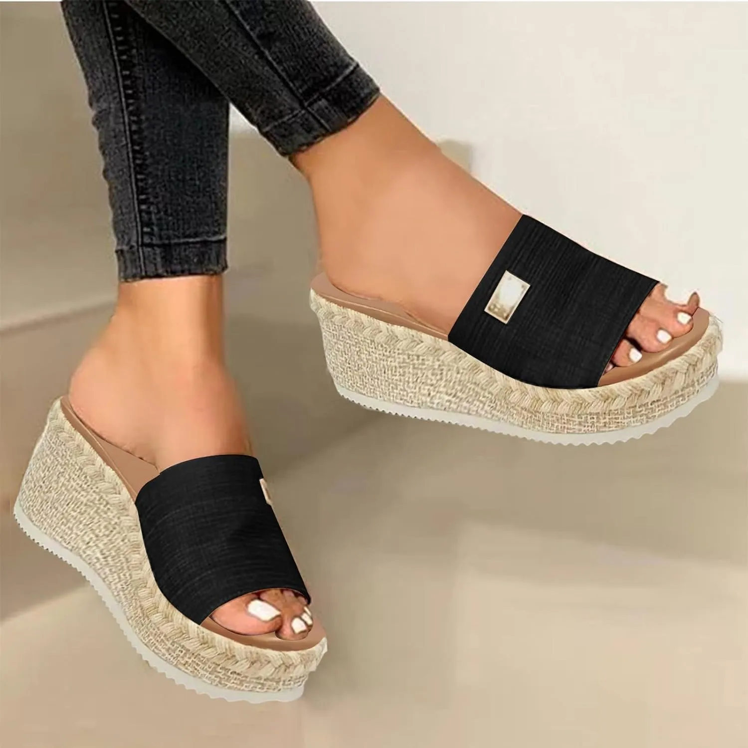 Comfortable Slip on Wedge Slide Sandals for Women Comfort Lightweight Platform Slides Sandal Vacation Sandals
