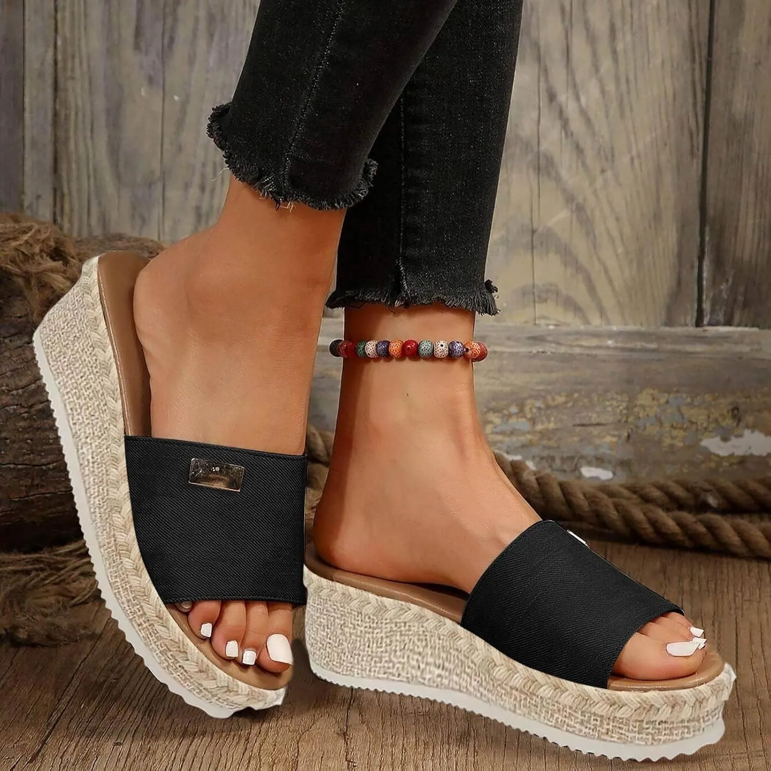 Comfortable Slip on Wedge Slide Sandals for Women Comfort Lightweight Platform Slides Sandal Vacation Sandals