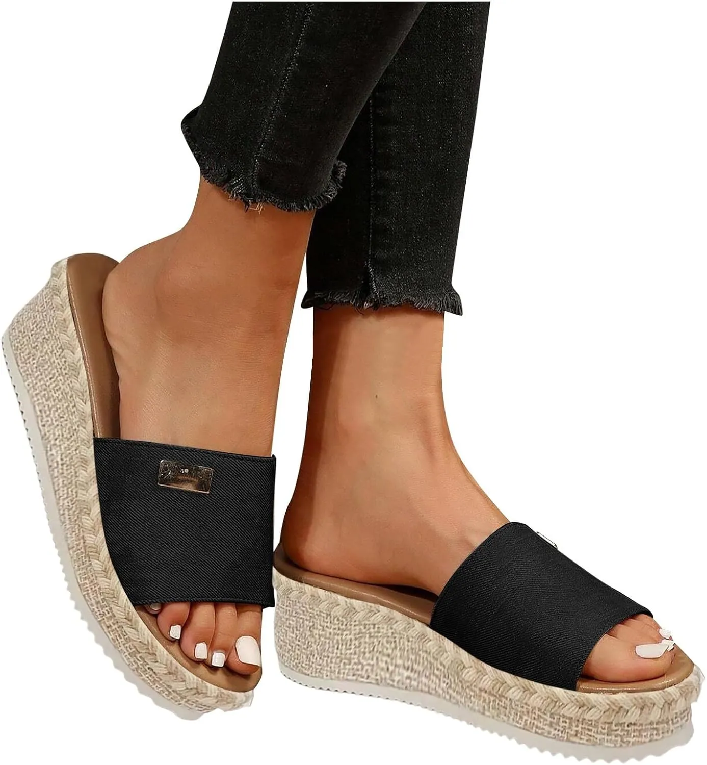 Comfortable Slip on Wedge Slide Sandals for Women Comfort Lightweight Platform Slides Sandal Vacation Sandals