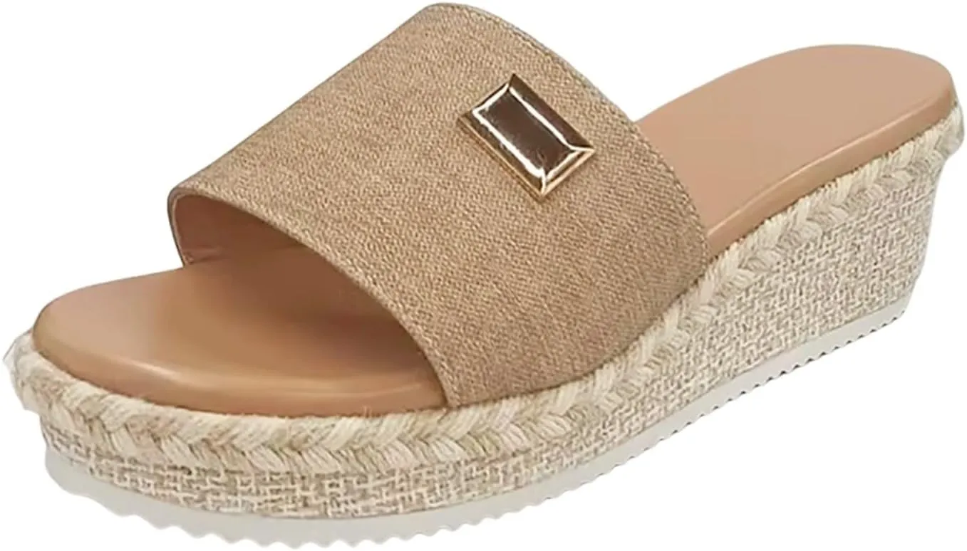 Comfortable Slip on Wedge Slide Sandals for Women Comfort Lightweight Platform Slides Sandal Vacation Sandals