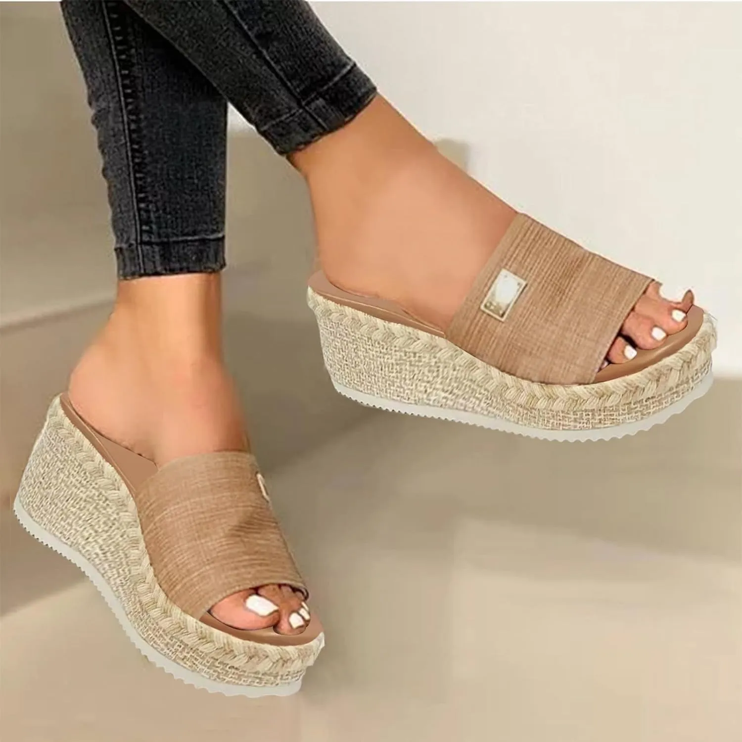 Comfortable Slip on Wedge Slide Sandals for Women Comfort Lightweight Platform Slides Sandal Vacation Sandals