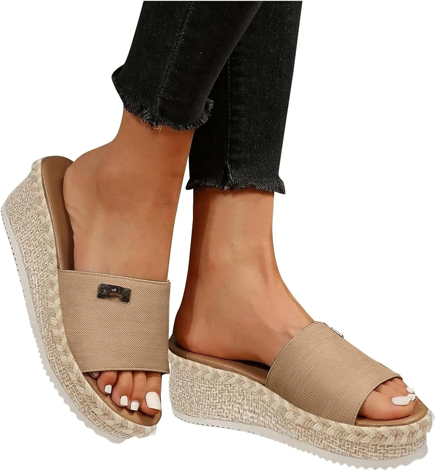 Comfortable Slip on Wedge Slide Sandals for Women Comfort Lightweight Platform Slides Sandal Vacation Sandals