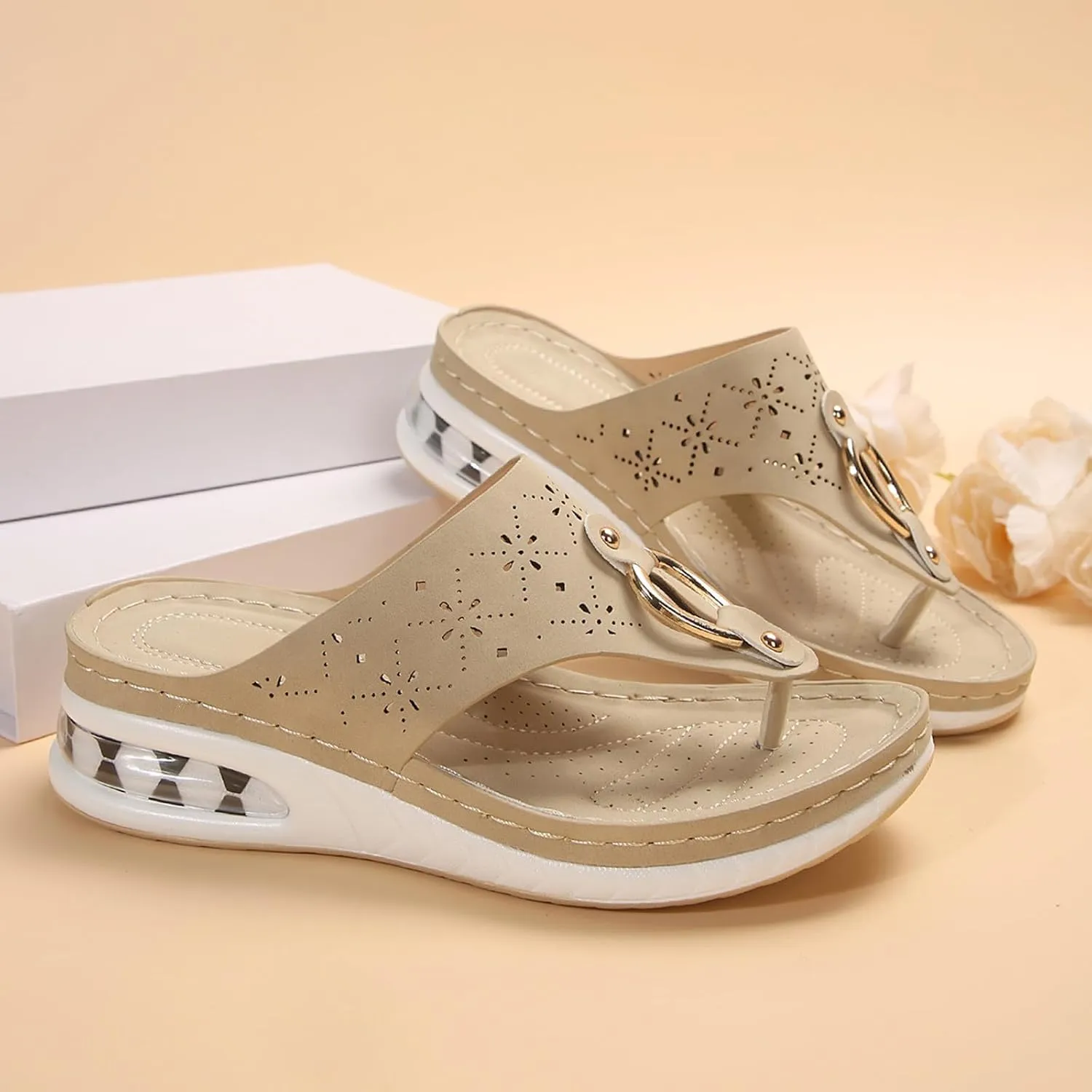 Comfortable Slip On Wedge Slide Sandals for Women Open Toe Wedge Sandals Versatile Sandals Memory Foam Slides