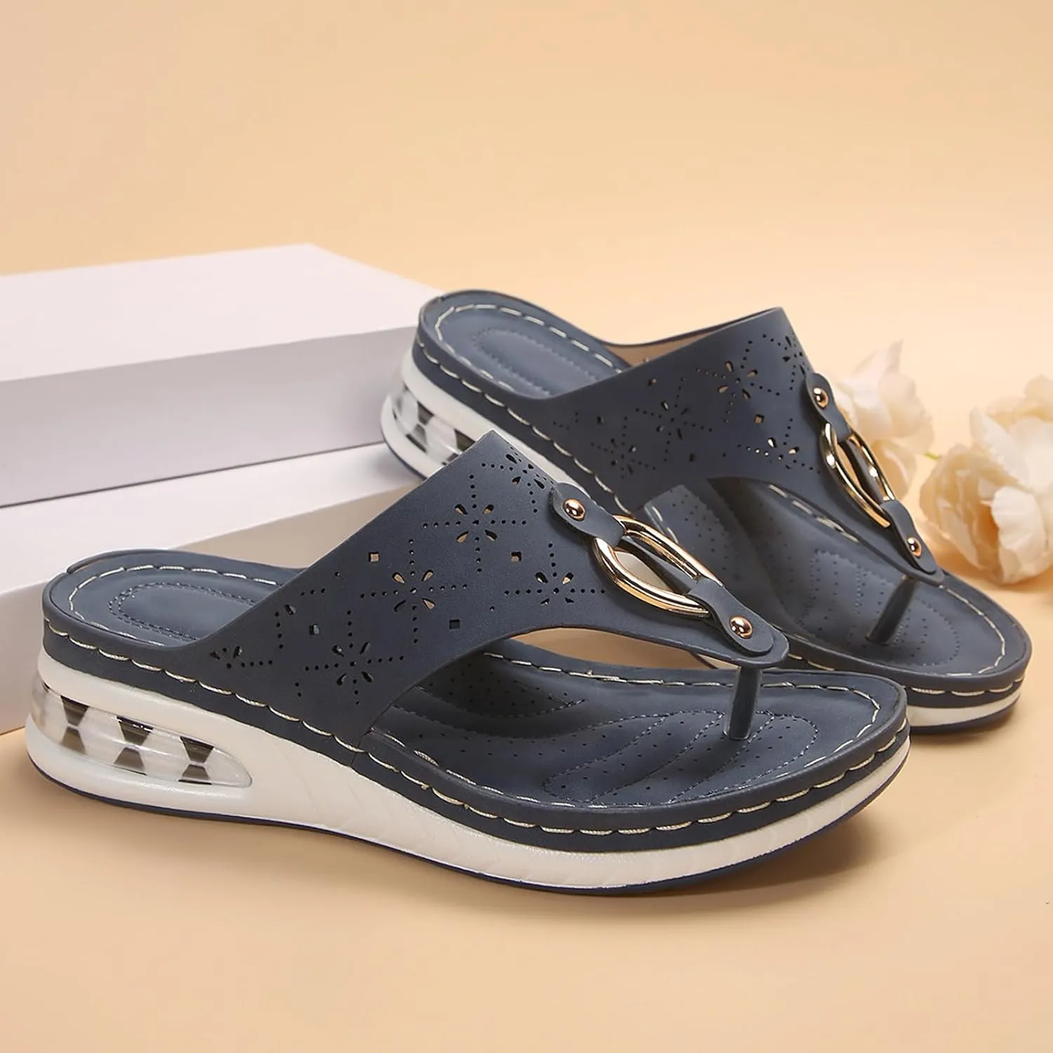Comfortable Slip On Wedge Slide Sandals for Women Open Toe Wedge Sandals Versatile Sandals Memory Foam Slides