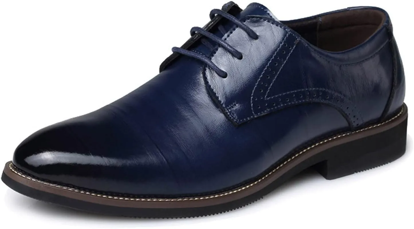 Dress Shoes for Men Comfort Black Classical Style Shoes for Men Slip On PU Leather Low Rubber Sole Block Heel Work Mens Oxfords Shoes Size 13.5