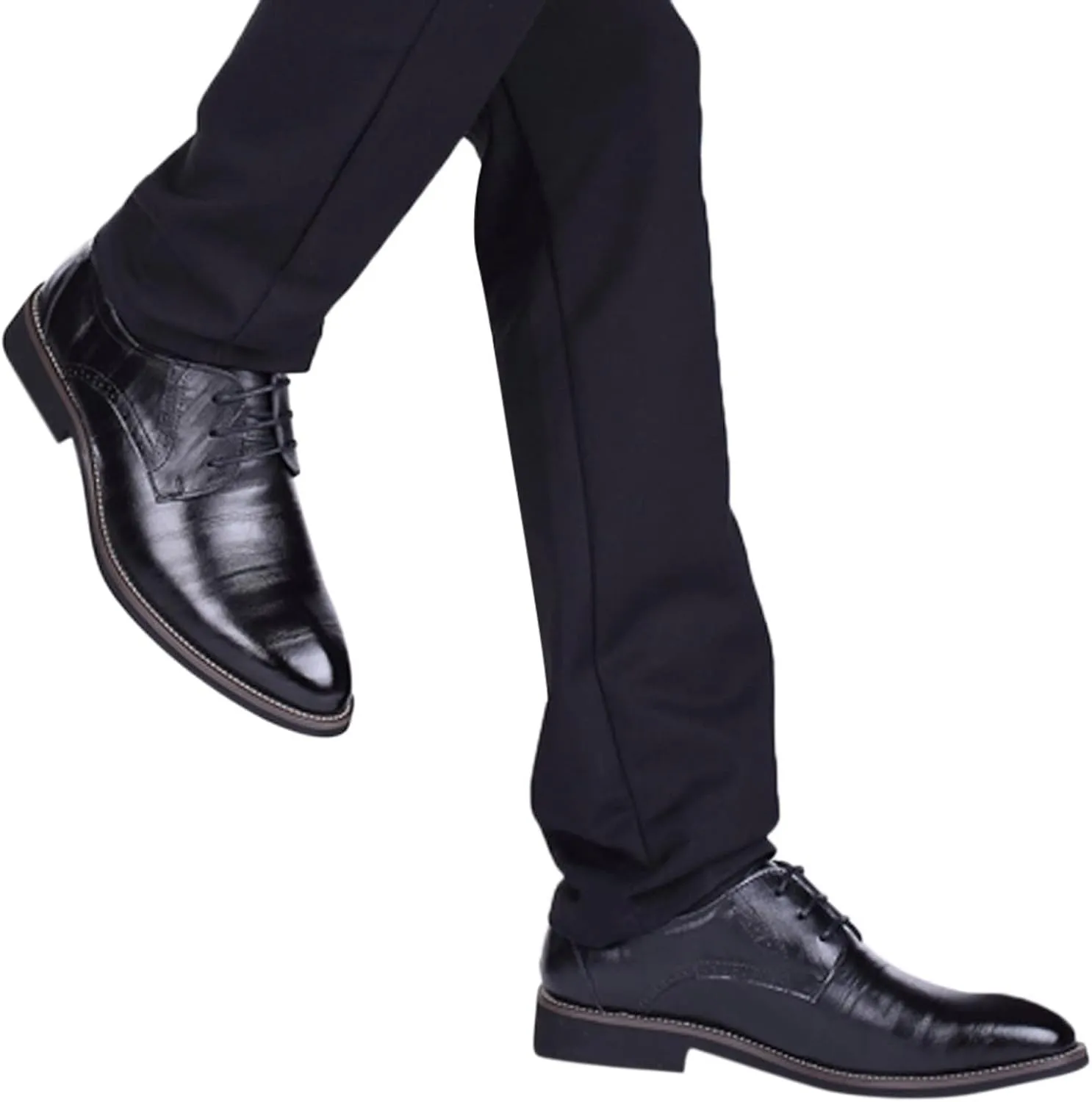 Dress Shoes for Men Comfort Black Classical Style Shoes for Men Slip On PU Leather Low Rubber Sole Block Heel Work Mens Oxfords Shoes Size 13.5