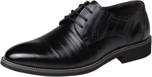 Dress Shoes for Men Comfort Black Classical Style Shoes for Men Slip On PU Leather Low Rubber Sole Block Heel Work Mens Oxfords Shoes Size 13.5