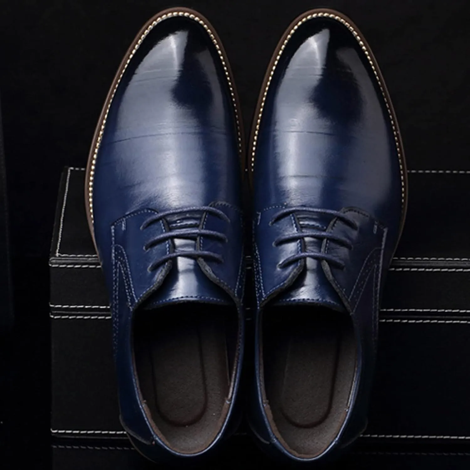 Dress Shoes for Men Comfort Black Classical Style Shoes for Men Slip On PU Leather Low Rubber Sole Block Heel Work Mens Oxfords Shoes Size 13.5