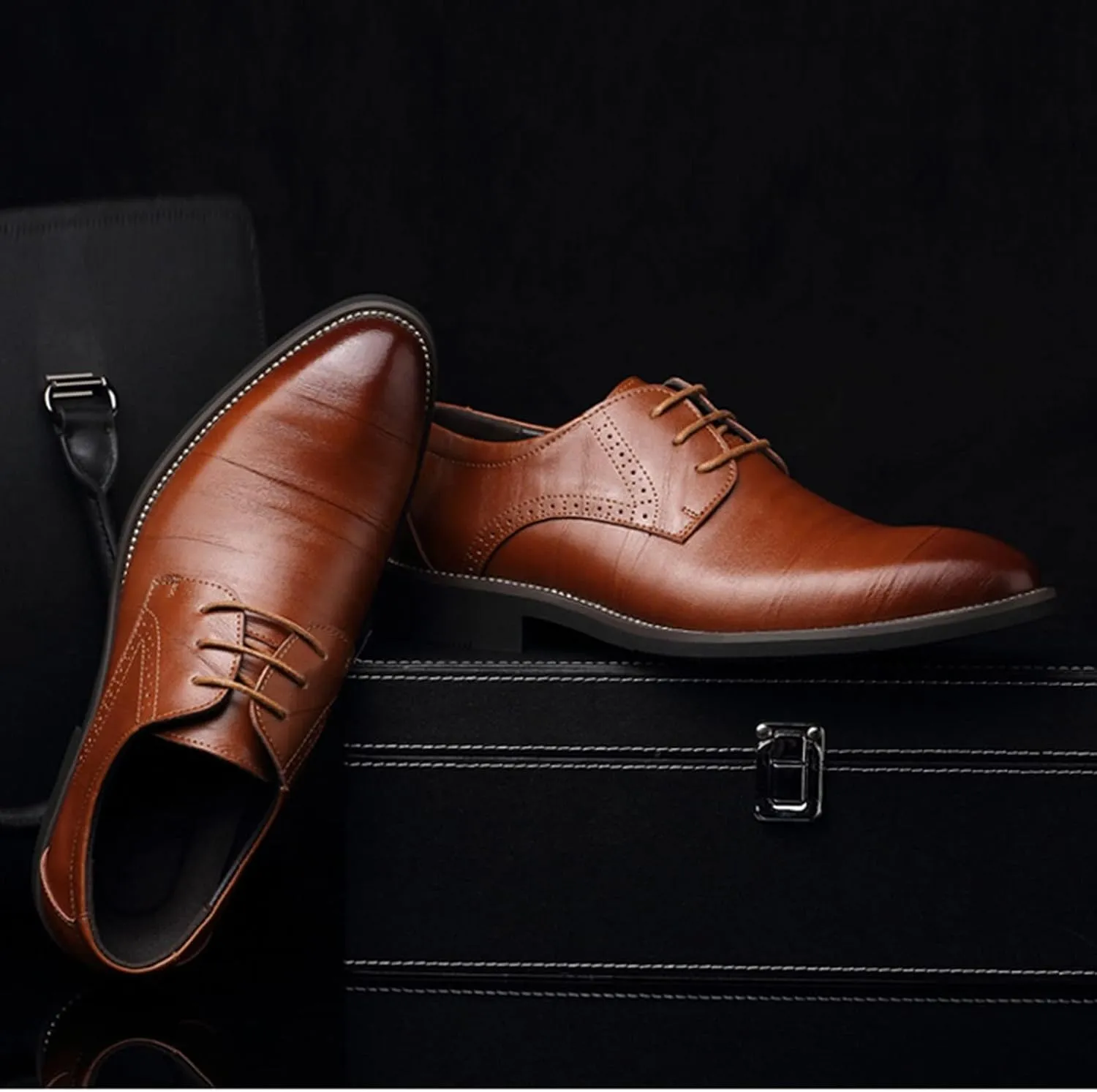 Dress Shoes for Men Comfort Black Classical Style Shoes for Men Slip On PU Leather Low Rubber Sole Block Heel Work Mens Oxfords Shoes Size 13.5