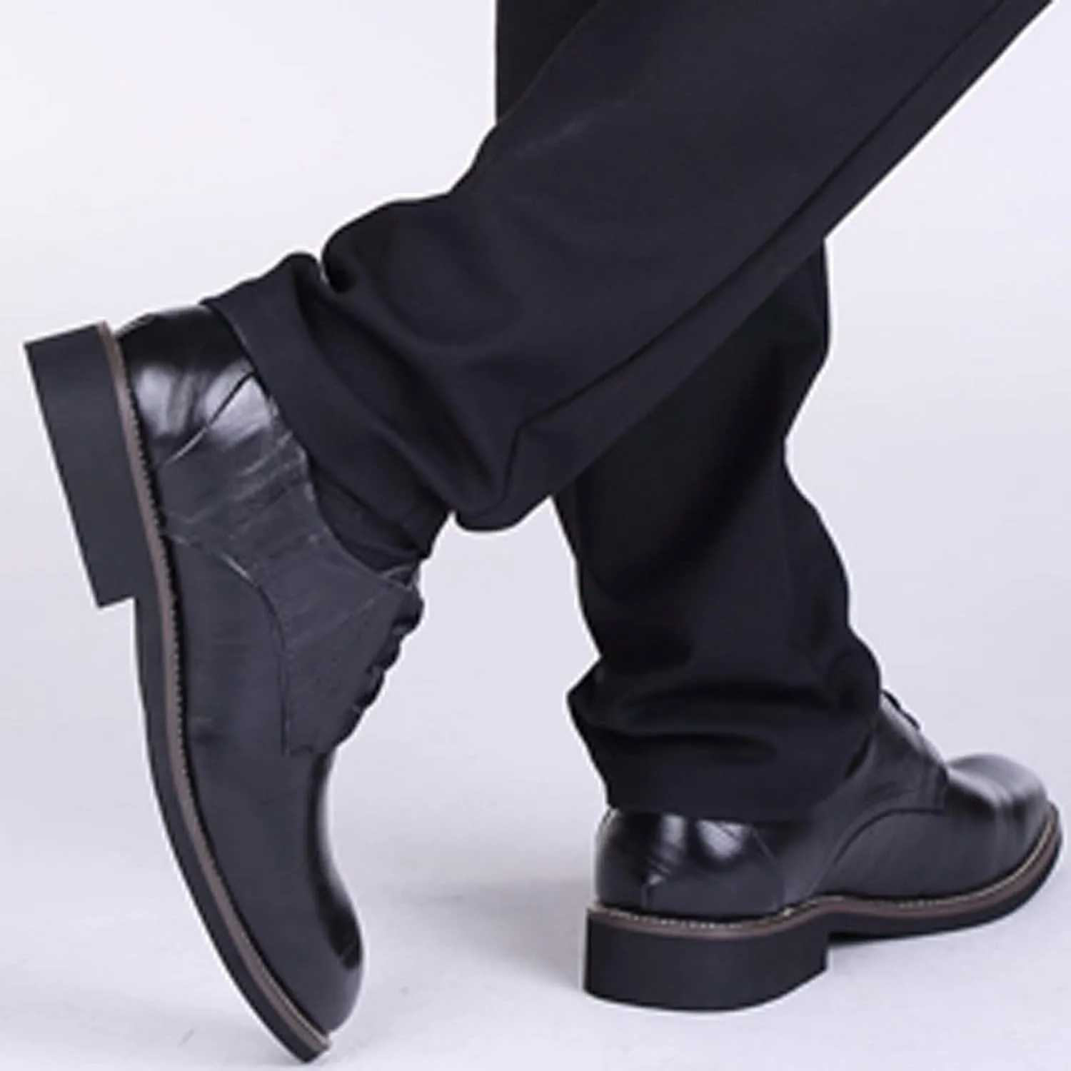 Dress Shoes for Men Comfort Black Classical Style Shoes for Men Slip On PU Leather Low Rubber Sole Block Heel Work Mens Oxfords Shoes Size 13.5