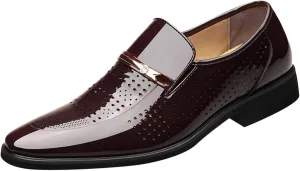 Dress Shoes for Men Fashion White Classic Style Mens Shoes Fashion Hollow Out Metal Strip Decoration Business Casual Leather Shoes Business Shoe for Men