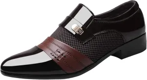 Dress Shoes for Men Pointed-Toe Slip On Lightweight Suit Oxfords Shoes Classic Casual Business Wedding Formal Shoes