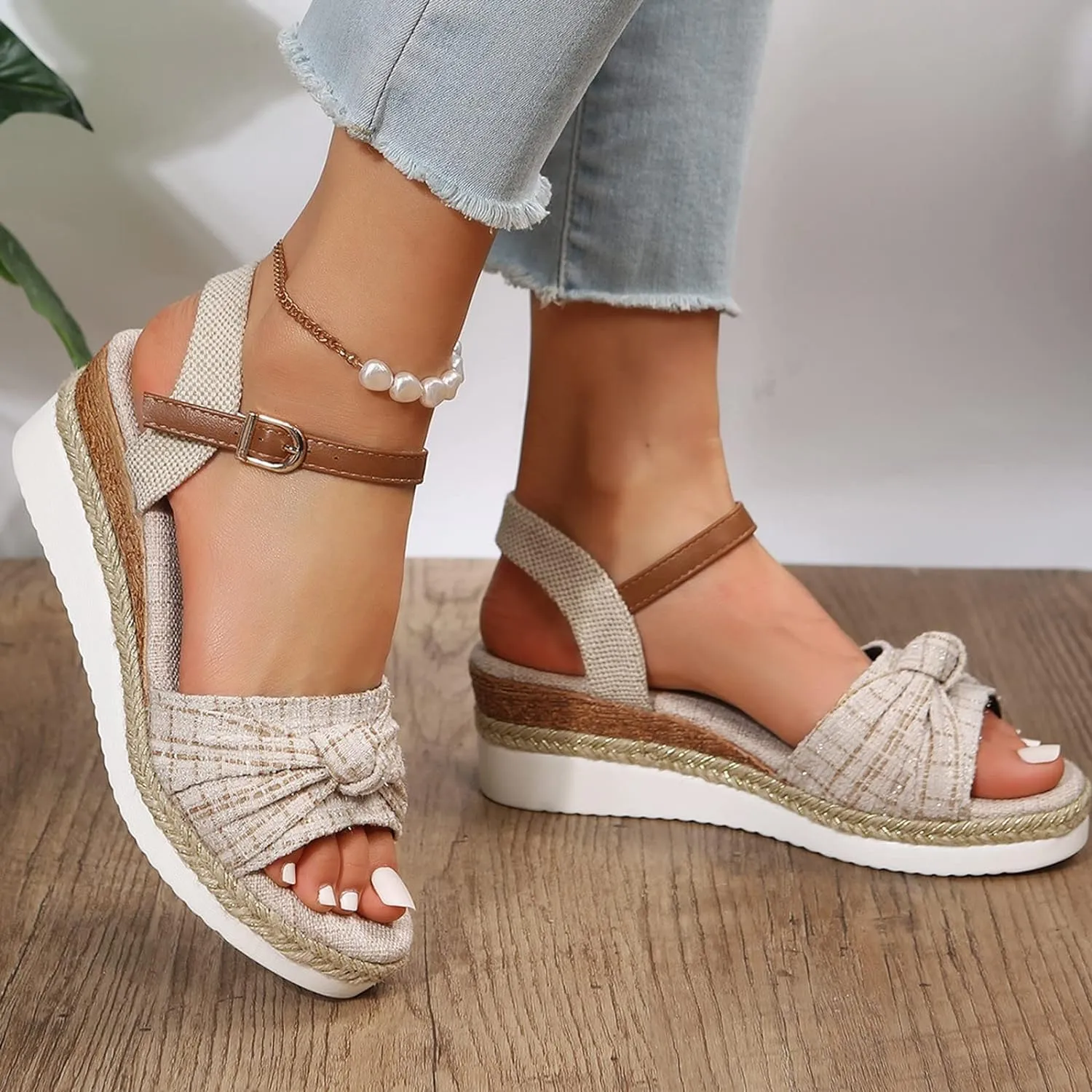 Eduavar Womens Sandals Comfortable, Womens Sandals Cow Print Sandals for Women Espadrilles Platform Sandals with Ankle Strap