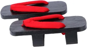 Elegant Casual Slippers Summer Platform Sandals Black Wood Size 38 for Both Men and Women, Red, 6