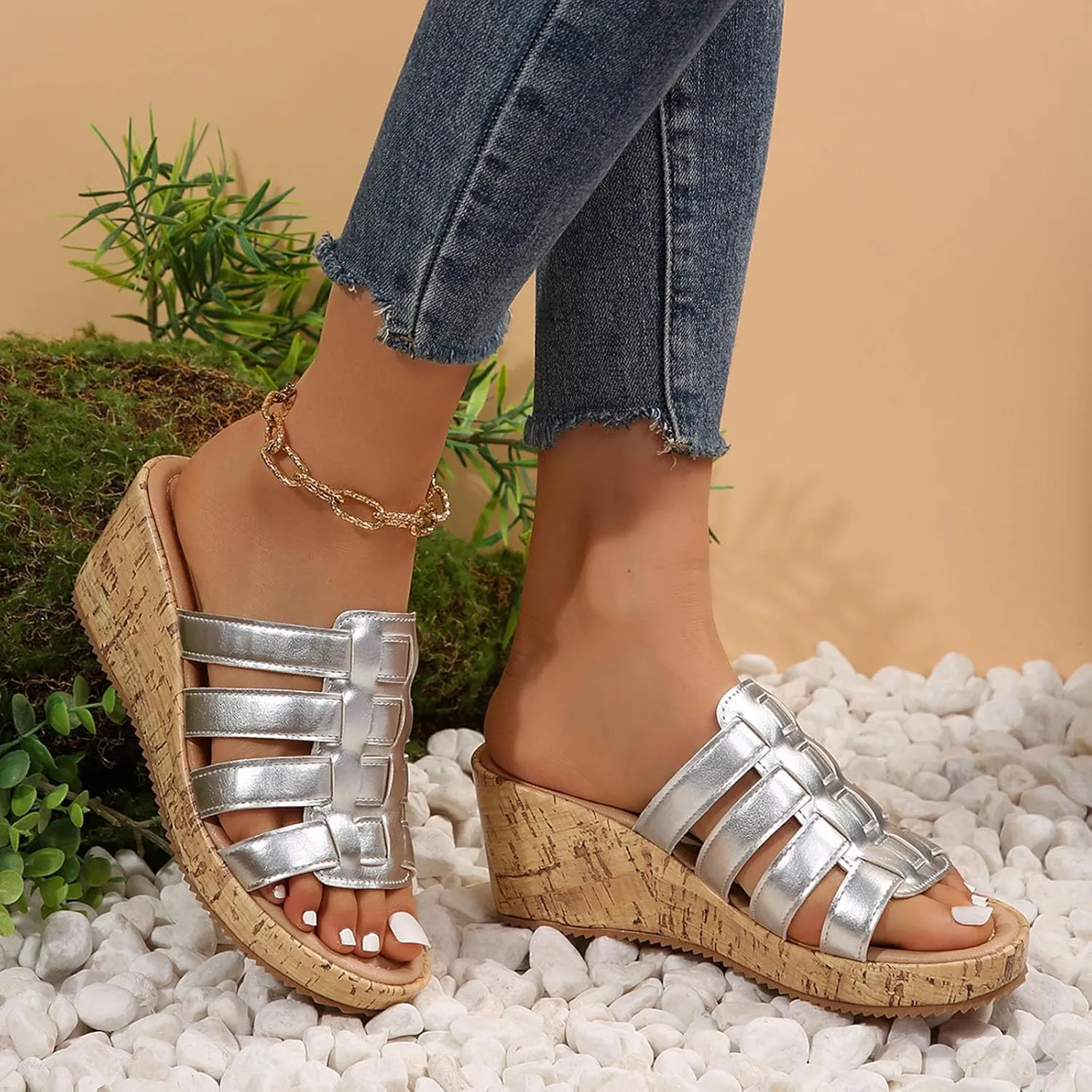 Elegant Wedge Sandals for Women Summer Low Wedges Womens Comfortable Open Toe Sandal Casual Sandals for Women