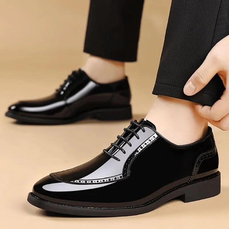 Fashion Pointed Toe Lace up Low Top Formal Business Office Derby Shoes Tuxedo Shoes for Men