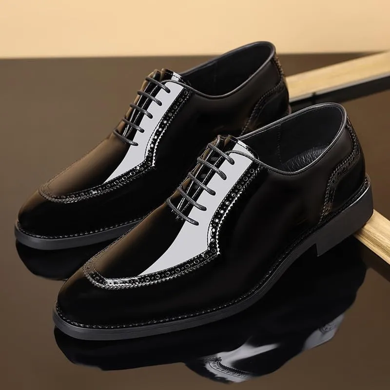 Fashion Pointed Toe Lace up Low Top Formal Business Office Derby Shoes Tuxedo Shoes for Men
