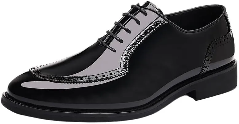 Fashion Pointed Toe Lace up Low Top Formal Business Office Derby Shoes Tuxedo Shoes for Men